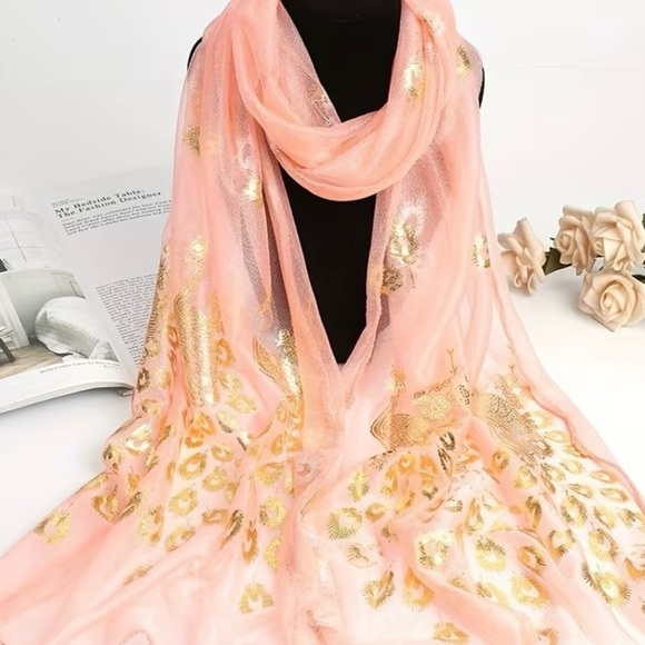 Accessories - 2/$40 Glam Peach and Gold Accent Scarf